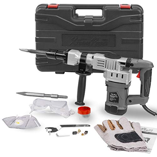 XtremepowerUS 1400W Demolition Electric Jack Hammer Concrete Breaker Trigger Lock with (2) Chisel Bit with Carrying Case XtremepowerUS
