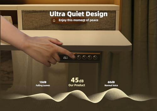 YDN Standing Desk with Drawers, 48 Inch Standing Desk Adjustable Height, Adjustable Electric Stand Up Sit Stand Small Desk with Storage and Shelf, YDN