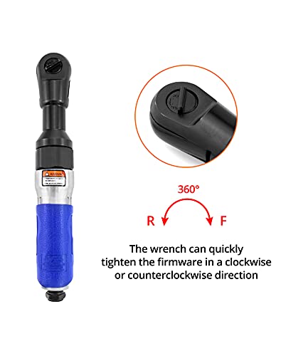 QWORK Air Ratchet Wrench, 3/8" Super Fast Heavy Duty Air Ratchet, 65ft-lbs QWORK