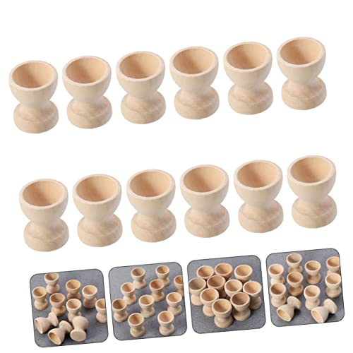 Zerodeko 12pcs Hand Painted Egg Tray Easter Egg Cup Unfinished Egg Cup Easter Egg Holders Montessori Egg Cup Toy Egg Holder for Boiled Eggs Egg Zerodeko