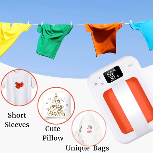 Heat Press Machine For T Shirts, 7" × 5" Portable Mini Heat Press Fast Even Heat, Easy Press T Shirt Printer Machine for HTV Vinyl and Heat Transfer KORGOL