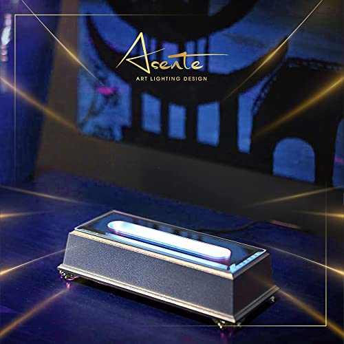 ASENTE 6 LED Light Stand Base - Rectangle Display Pedestal for 3D Crystal Glass Art - AC/USB Operated - Lighted Mirror Box for Centerpieces (Cherry ASENTE