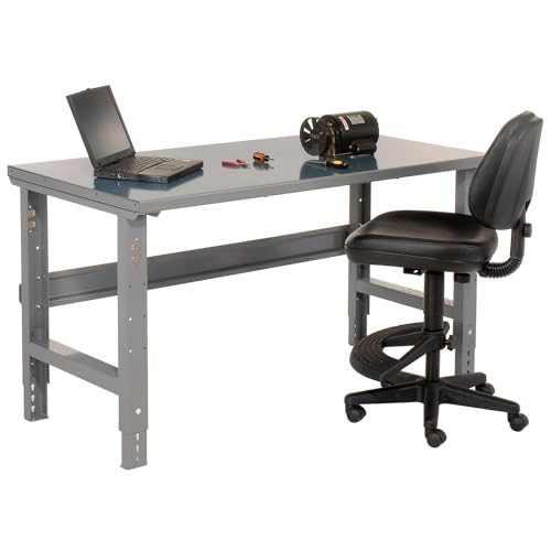 Global Industrial Adjustable Height Workbench C-Channel Leg, 60" W x 30" D, 1-3/4" Steel Square Edge, Gray Global Industrial