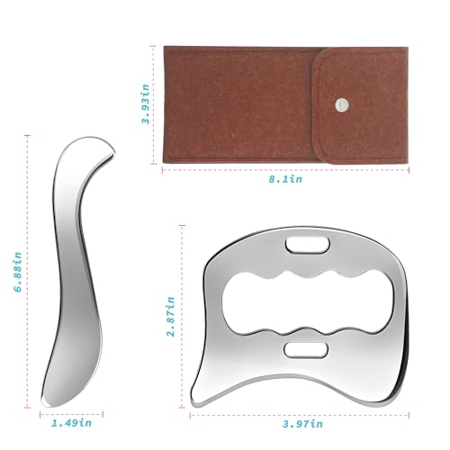 2-in-1 Stainless Steel Gua Sha Muscle Scraper Tool, Myofascial Scraping Tools for Physical Therapy, Lymphatic Drainage Massager, Soft Tissue Massage AICNLY