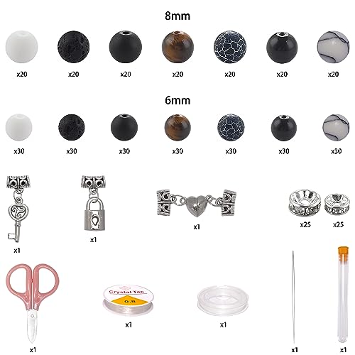 Stone Beads for Jewelry Making, Charm Bracelet Making Kit 450Pcs Beads for Bracelets Making Kit DIY Magnetic Bracelets for Couples Lovers Mchruie