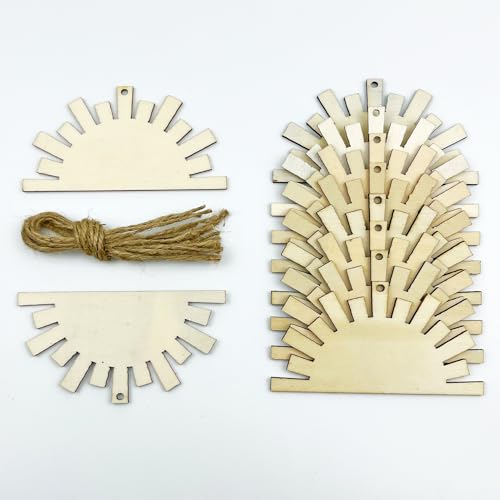 20pcs Unfinished Sun Wood Cut Out Sun Wood DIY Crafts Cutouts Blank Wooden Sun Shaped Hanging Ornaments JEKEJIAJIU