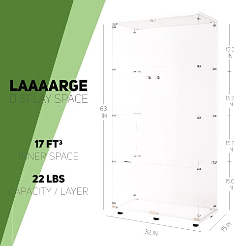 Beauty4U Elegant White Glass Display Cabinet with 4 Shelves and 2 Doors Beauty4U