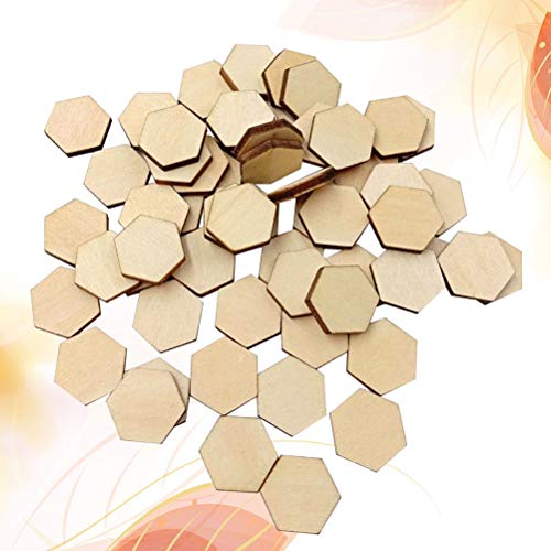 ARTIBETTER 100 pcs Wooden Pieces Hexagon Wood Shape Beech Wood for DIY Arts Craft Project Ready to Paint or Decorate (17.5mm) ARTIBETTER