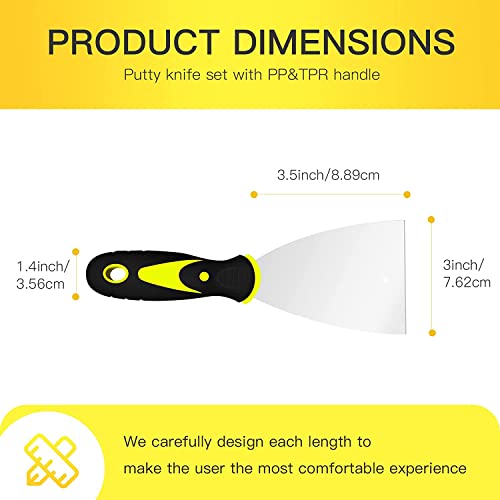Putty Knife Scrapers, 3 Inch Spackle Knife, Metal Scraper Tool for Drywall Finishing, Plaster Scraping, Decals, and Wallpaper DEKEones