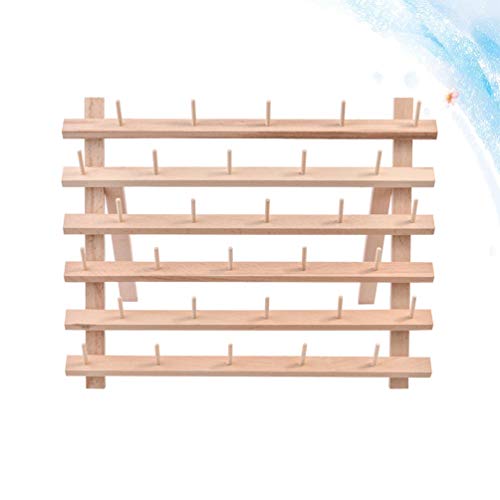Exceart Thread Storage Rack 30 Spool Cone Foldable Wood Thread Rack Stand Embroidery Machine Holds DIY Bobbin Thread Organizer for Embroidery Craft EXCEART