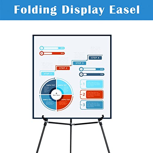 Falling in Art 66" High Black Aluminum Display Easel Stand, Large Adjustable Height Presentation Stand, Portable Tripod Holding Signs, Posters, and Falling in Art