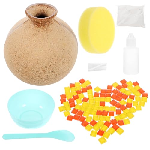 STOBAZA Glass Mosaic Tiles Unfinished Wood Bud Vase Mosaic Vase Kit Stained Mosaic Pieces for Home Decoration DIY Art Projects A STOBAZA