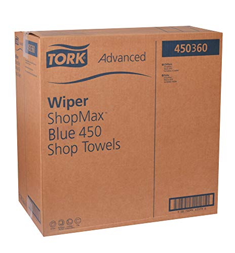 Tork ShopMax Heavy Duty Paper Shop Towel Blue, High Absorbency, 30 rolls x 60 Sheets, 450360 Tork