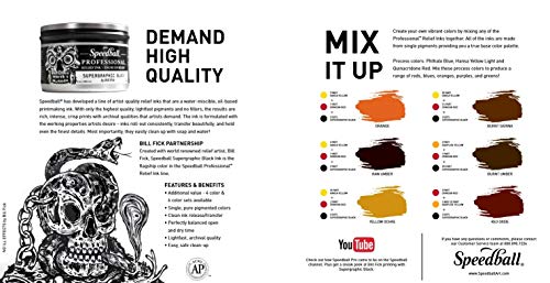 Speedball Professional Relief Ink, Supergraphic Black, 8 Ounce Can Speedball