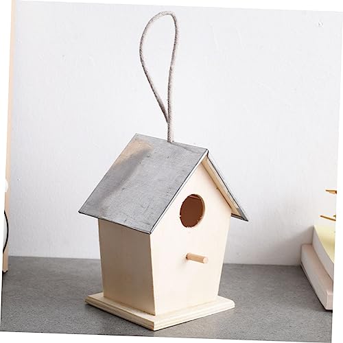 BESPORTBLE Outdoor Bird House Hanging Birdhouse Hummingbird Nest Unfinished Wood Birdhouse Bird Nest Desktop Ornament Birdhouse to Paint Bird Hut BESPORTBLE