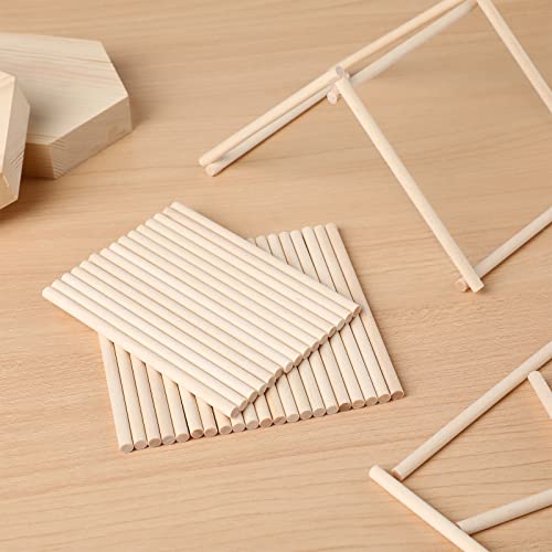 TOYANDONA 100pcs Wooden Dowel Rods, 4 x 1/5 Inch Unfinished Natural Wood Dowel Sticks for Crafts and DIY TOYANDONA