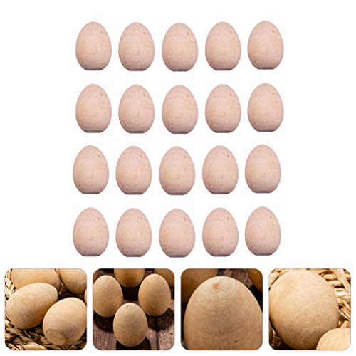 Kisangel 20pcs Unfinished Wood Eggs Smooth Flat Bottom Wooden Easter Craft Eggs for Easter Display Smooth Ready to Paint and Decorate Kisangel