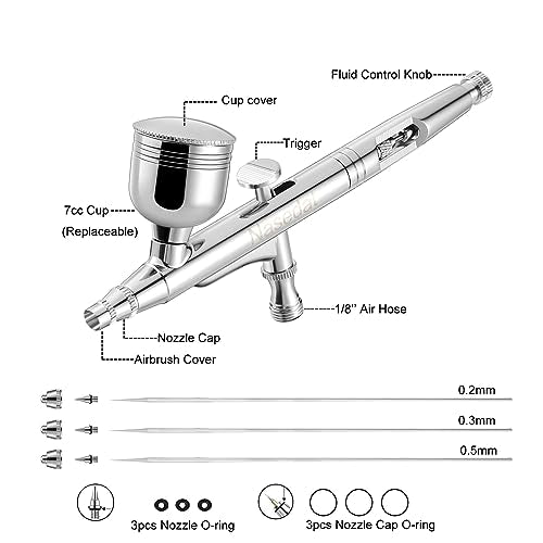 Nasedal Upgraded Dual-Action Airbrush kit with 40PSI Air Compressor Air Brush Model Paint for Car Nail Makeup Cake Decoration Art Drawing Craft nasedal