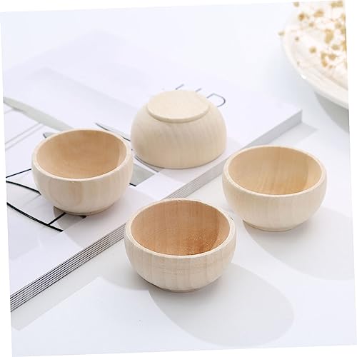 EXCEART 5 Pcs Wooden Bowl Woody Doll Accessories Mini Candle Wooden Peg Doll DIY Wood Bowls Mini Wood Bowls Wooden Unfinished Crafts Bowls Wood Bowls EXCEART