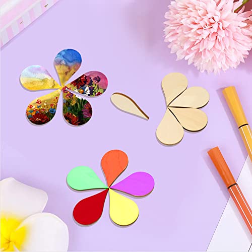 Honbay 40PCS Unfinished Wood Slices Blank Water Drop Shape Discs Wooden Embellishments for Painting DIY Crafts and Home Decoration HONBAY