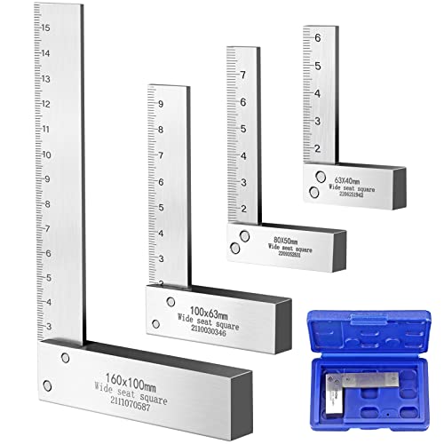 XUNTOP 4PCS Machinist Square 2, 3, 4 and 6 inch Squares Combinations, 90-Degree Right Angle Engineer Set Hardened Angle Ruler Hard Steel Construction XUNTOP