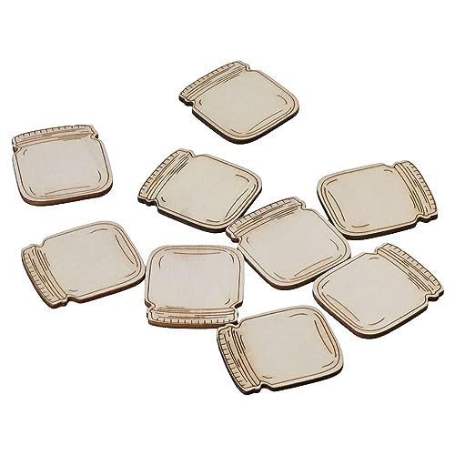 Uniquer 100Pcs Wooden Mason Jar Shape Cutouts Wooden Pieces Craft DIY,Log Color Home Decoration Art,Unfinished Wooden Crafts Uniquer