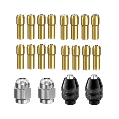 Drill Chuck Collet Set for Dremel Accessories for Dremel Drill Bits, with Quick Change Adapter and Rotary Drill Nut Tool – 1/32" to 1/8" Shank Size RHQQ