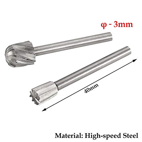 Yakamoz 20pcs 1/8" (3mm) Shank High Speed Steel Rotary Files Burrs Wood Milling Rotary File Burr Set for DIY Woodworking Carving Engraving Drilling YAKAMOZ