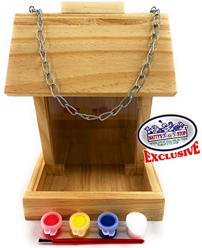 Mɑtty's Toy Stop Paint Your Own Deluxe Large 9" Wooden Bird Feeder (Includes 4 Paints & 1 Brush) Mɑtty's Toy Stop