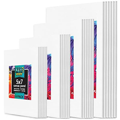 KEFF Canvases for Painting - 24 Pack Art Paint Canvas Panels Set Boards - 5x7, 8x10, 9x12, 11x14 Inches 100% Cotton Primed Painting Supplies for
