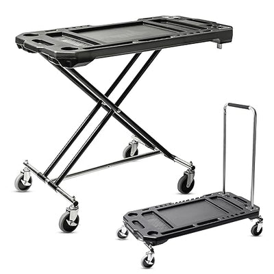 Powerbuilt Adjustable Work Table with Tool Holders and Convertible Dolly Function, Multi-Use, Home, Garage, Worksite - 642928ECE, Black
