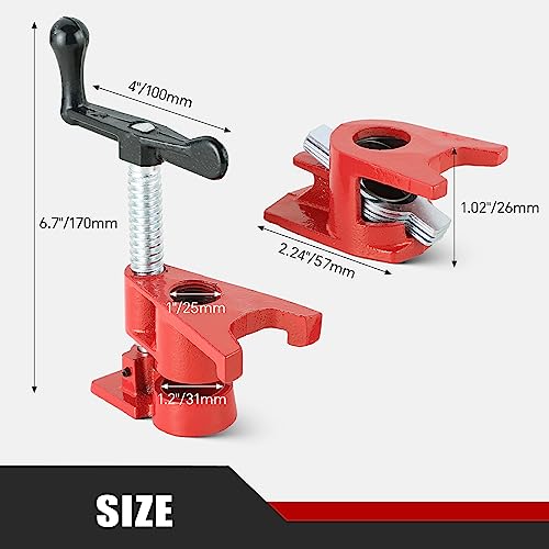 ATPEAM Wood Gluing Pipe Clamp Set | 6 Pack 3/4’’ Heavy Duty Cast Iron Quick Release Pipe Clamps for Woodworking with Unique Foot Design (6, 3/4'') ATPEAM