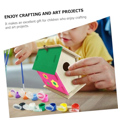 VILLCASE 1 Set Decor Lanyard Build and Paint Birdhouses Paint House Wind Chime Kit Unfinished Arts Kits Build and Paint Paint Houses Wooden House DIY VILLCASE