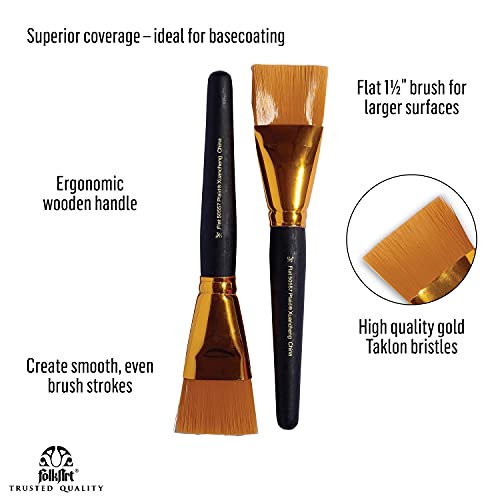 Plaid 50557E Flat Brush, (2-Piece), Gold Taklon Plaid