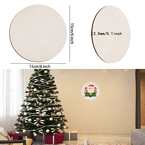 60 Pcs 6 Inch Wood Circles for Crafts Unfinished Wood Circles Wood Rounds Natural Round Wooden Disc Cutouts Blank Wood Circle Slices for DIY Crafts, AWIZOM
