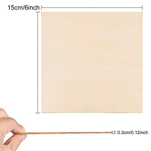 50 Pieces 6x6 Inch Wood Squares Unfinished Basswood Plywood Wooden Sheets 1/8 inch Thick Blank Wood Squares for Crafts Painting Scrabble Tiles Mini ZOEYES