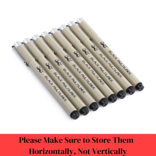 Mr. Pen- Drawing Pens for Artists, 8 Pack Black Multiliner/Fineliner Micro Anime / Sketch Pens, Line Art /Inking Pens, Fine Point Bible Journaling Mr. Pen
