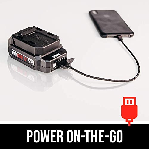 SKIL PWRCore 12 Brushless 12V Oscillating Tool Kit with 40pcs Accessories, Includes 2.0Ah Lithium Battery and PWRJump Charger - OS592702, Red Skil