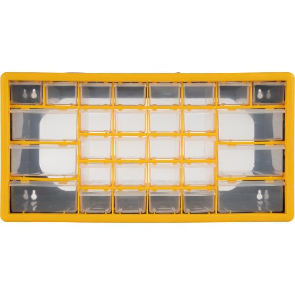 Stalwart 30-Drawer Small Part Organizer, 19.6" x 6.25" x 9.75", Yellow Stalwart