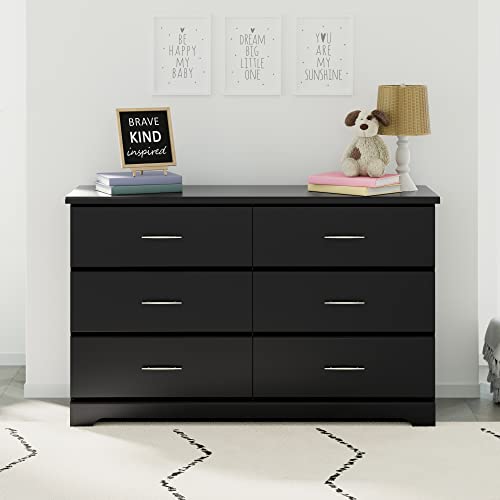 Storkcraft Brookside 6 Drawer Double Dresser (Black) – GREENGUARD Gold Certified, For Nursery, Kids Organizer, Chest of Drawers Stork Craft