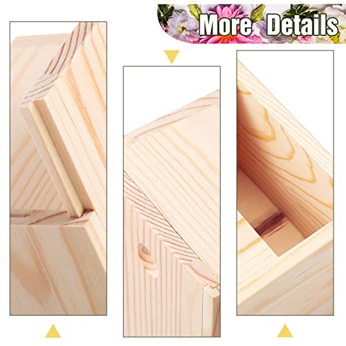 3 Pieces 7.87 x 3.94 x 3.15 Inch Unfinished Wood Box with Sliding Lid, Small Wooden Storage Crates Container Empty Gift Boxes Pencil Box for Crafts Blulu