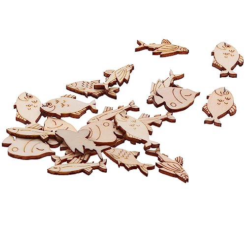 Wedding Decor 20pcs Wood Pieces Sea Animals Wood DIY Crafts Cutouts Wooden Ocean Animals Slices Embellishments for Art Crafts Fish Sewroro