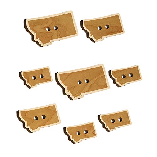 Montana State Silhouette Wood Buttons for Sewing Knitting Crochet DIY Craft - Medium 1.00 Inch (7pcs) Sniggle Sloth
