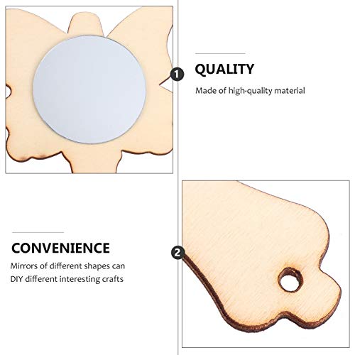 Beaupretty 15pcs Small Wooden Mirror Kids Toys Mirrors Vanity Mirror Single Side Hand Mirror Kids Art Painting Toy Travel Makeup Mirror Unfinished Beaupretty