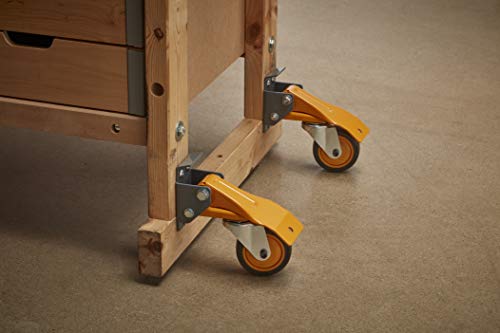 BORA Heavy Duty Workbench 4-Caster Set for Workshop Mobility, Swivel, Locking 155 pound Non-marking Rubber 3-inch Wheels, Total Weight Capacity of Bora