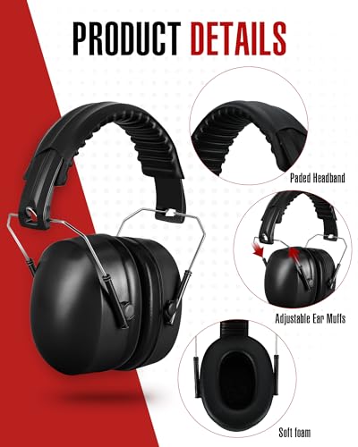 Copkim 12 Pcs Hearing Protection Ear Muffs NRR 28dB Noise Reduction Headphones Shooting Ear Protection Earmuffs(Black) Copkim