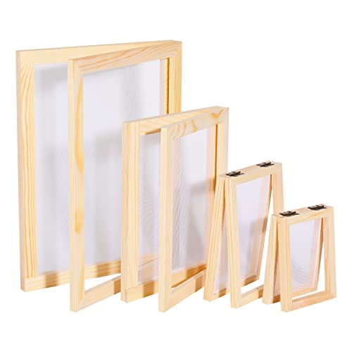Worown 4 Sizes (A4, A5, A6 & A7) 2 in 1 Wooden Paper Making Screen, Mould and Deckle, Wooden Paper Making Frame for DIY Paper Crafts Worown