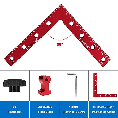 90 Degree Positioning Squares Right Angle Clamps 5.5" x 5.5"(14 x 14cm) Aluminum Alloy Woodworking Carpenter Corner Clamping Square Tool for Picture Amtake