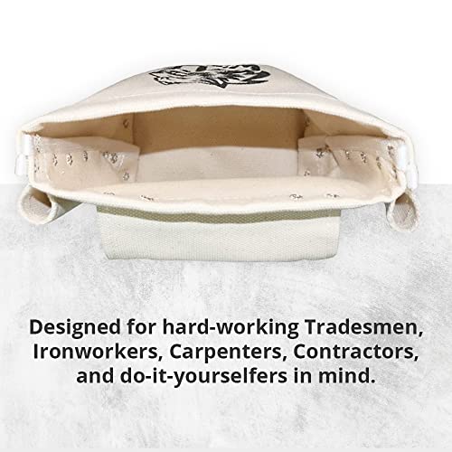 Wolf Canvas Tool Pouch, Tunnel Belt Loop, Bull Pin Loops & Bolt Bag Tote | Tradesman, Ironworker, Carpenter, 5’’x10’’x9’’ WOLF Industrial Products