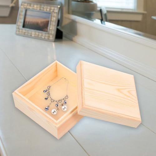 Unomor Unfinished Wooden Box with Lid Small Wood Boxes 19.5cm Natural Pine Wooden Case Rustic Trinket Box Gift Boxes Memory Keepsake Box Jewelry Unomor